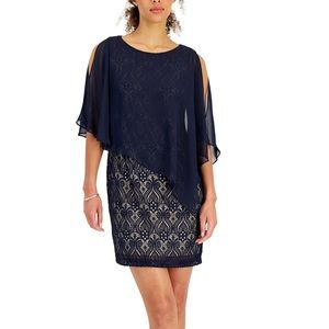 Sophisticated and chic, navy blue embroidered dress